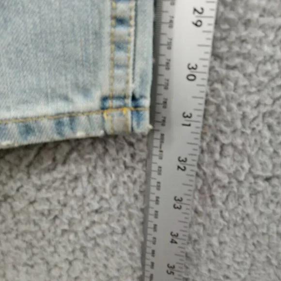 Seven7 Jeans Womens 24  Light Blue Rhinestones Distressed Ripped Wide Leg Denim - Picture 7 of 15